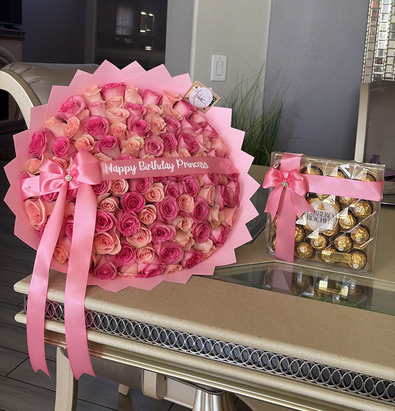 Pink Rose Bouquet + Chocolate Box 🌸🍫